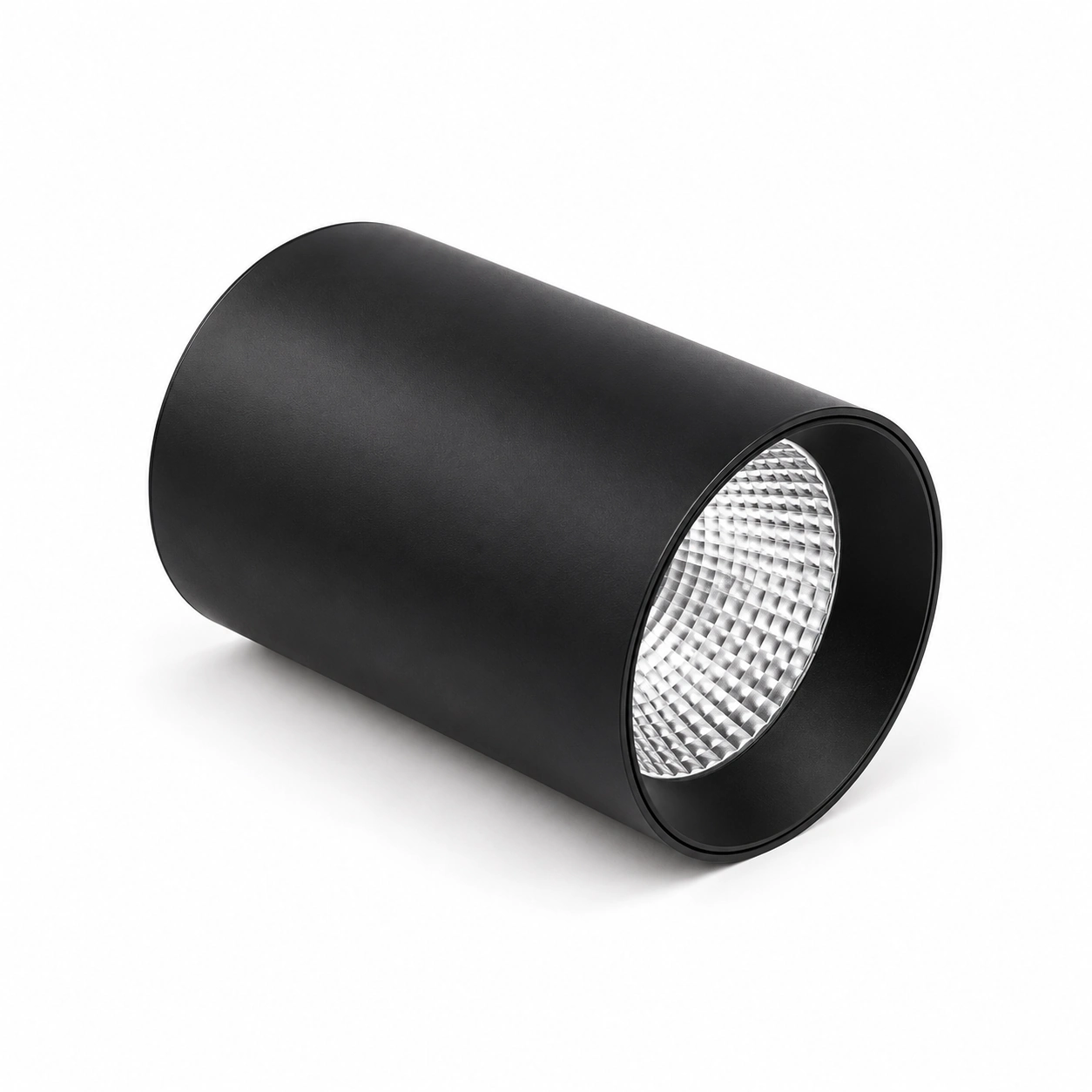 black cylinder surface downlight silver optic