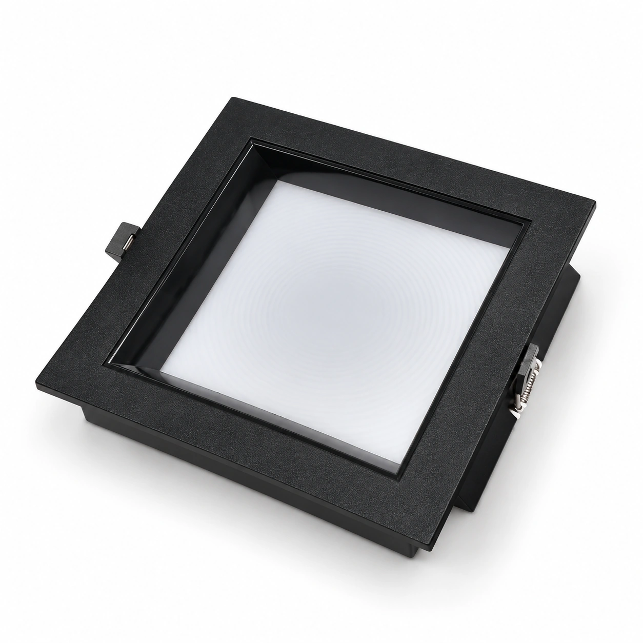 black square downlight pale textured diffuser