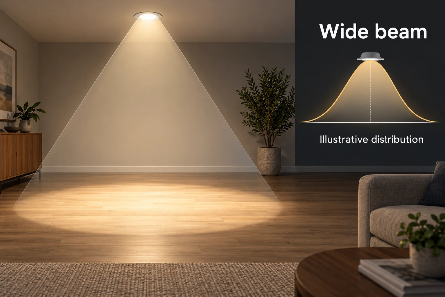 downlight wide beam and intensity concept