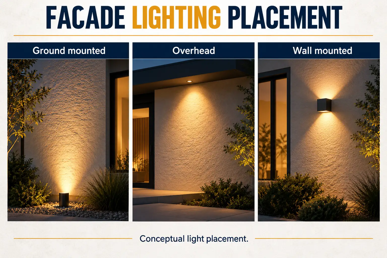 facade lighting placement