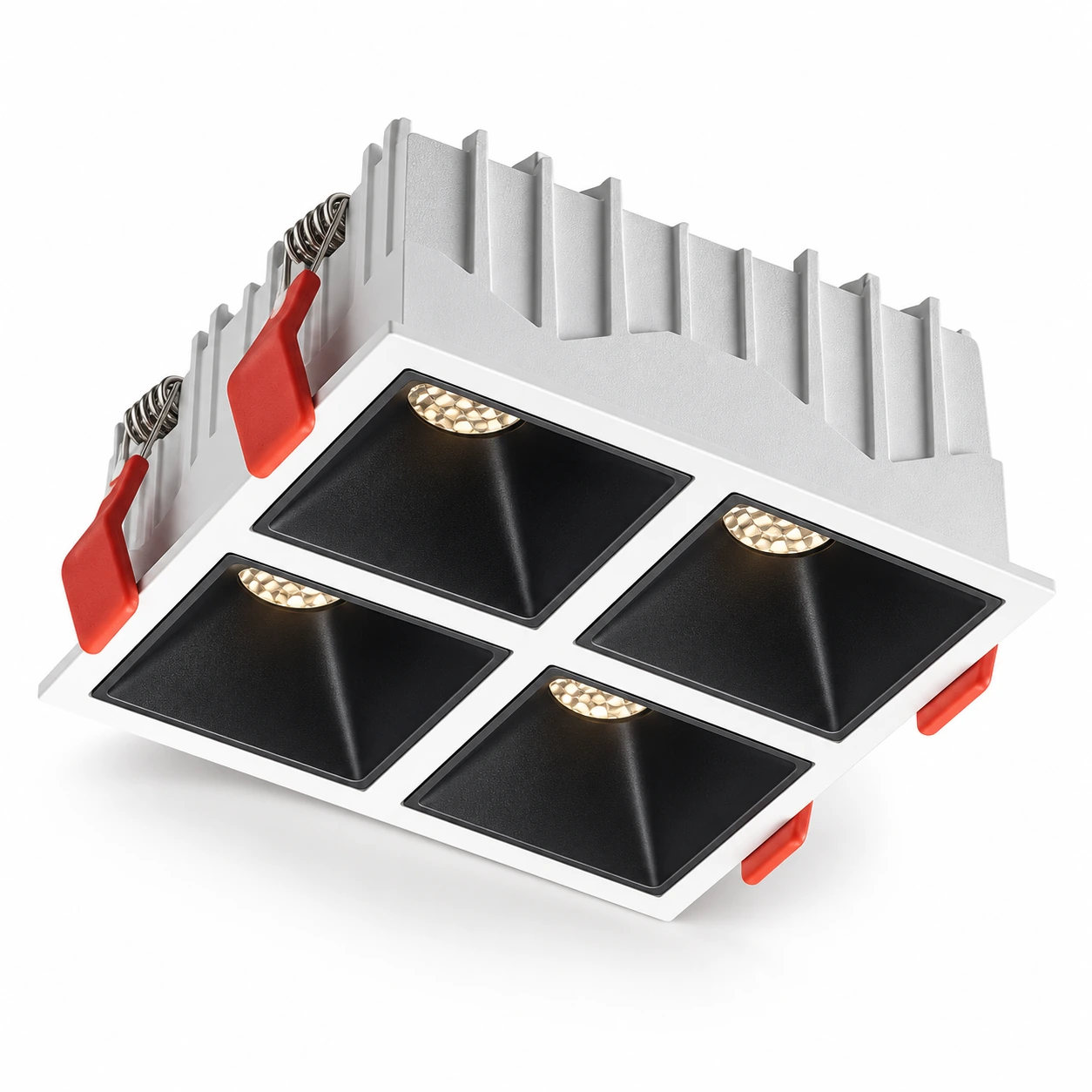 four cell square downlight black reflectors