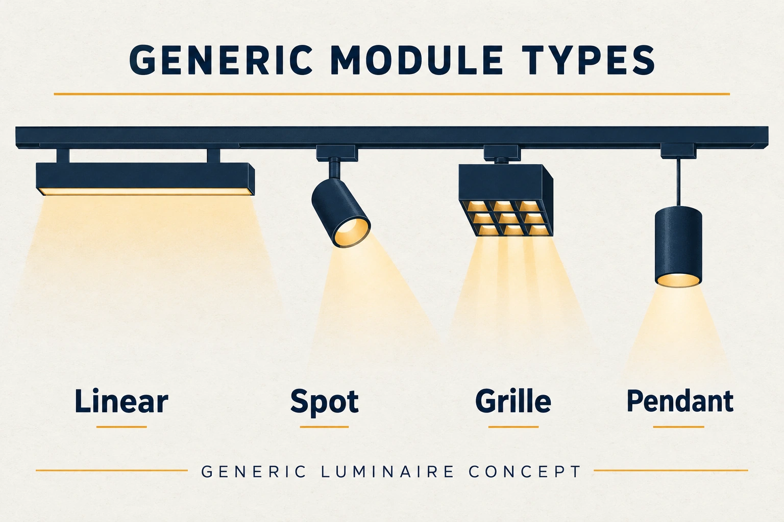 generic magnetic track light module families