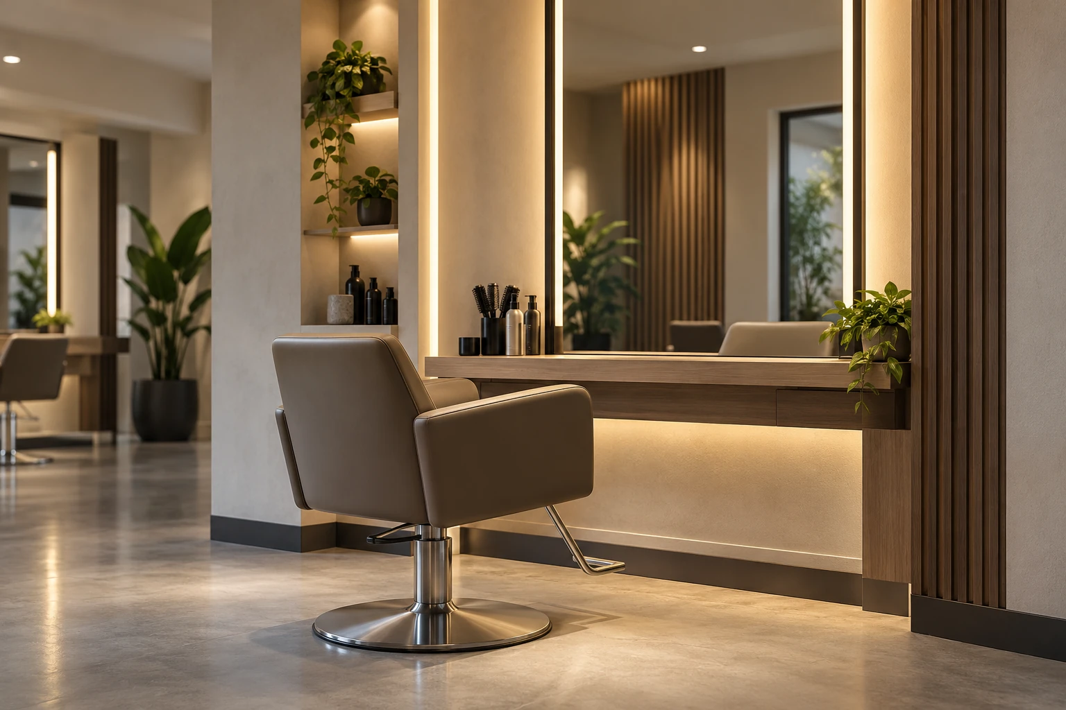 hair salon styling area task lighting concept