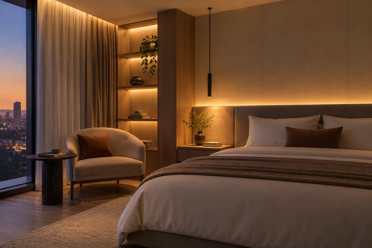 hotel bedroom soft indirect led lighting