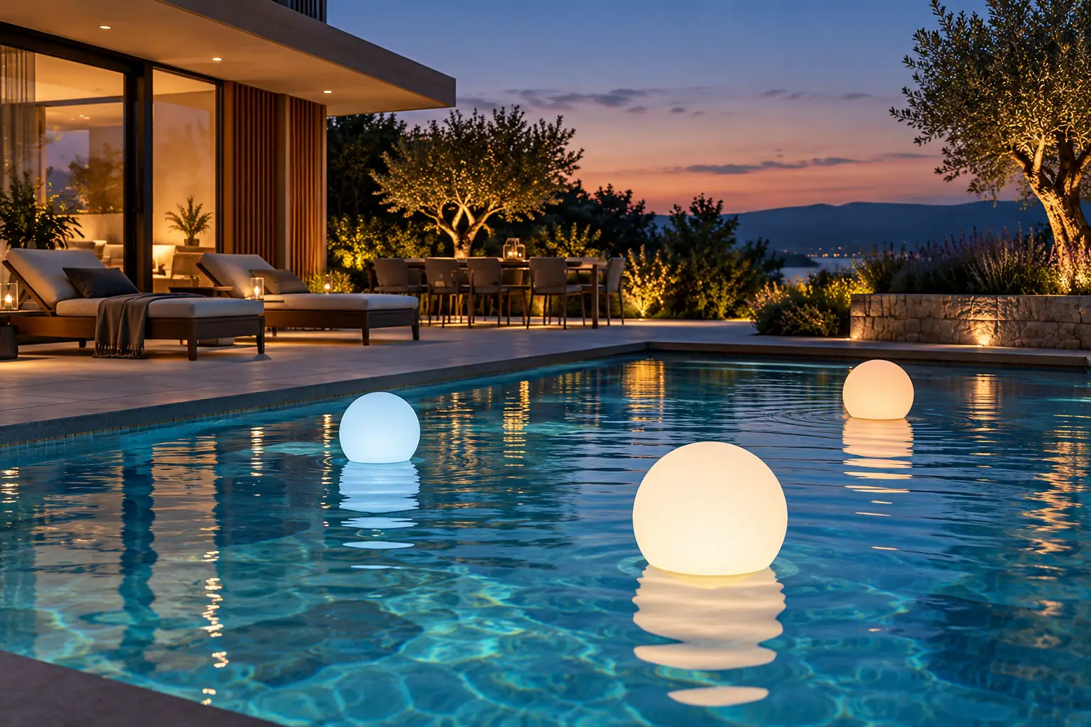 outdoor pool floating led globe lighting