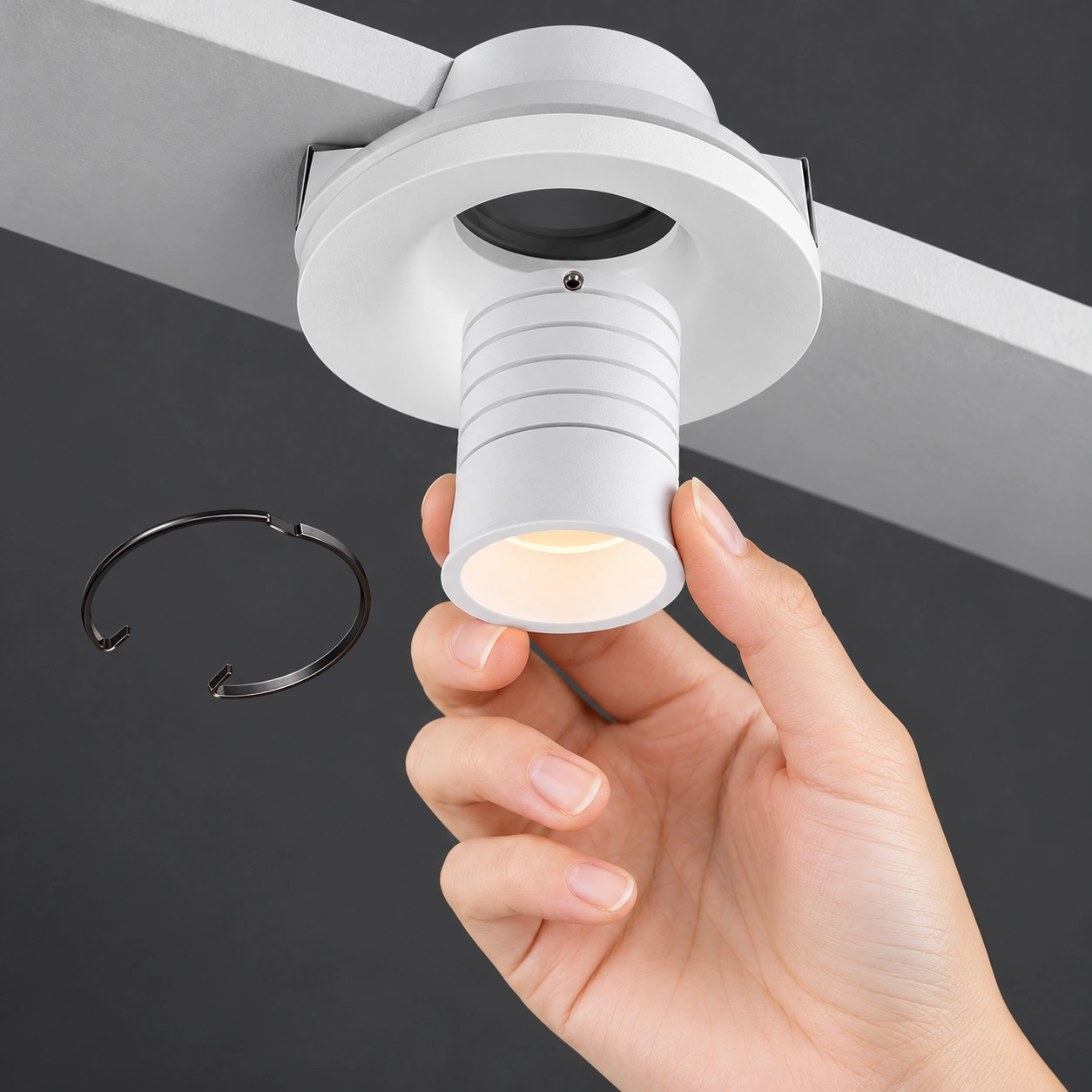 removable ceiling light module retaining ring charcoal