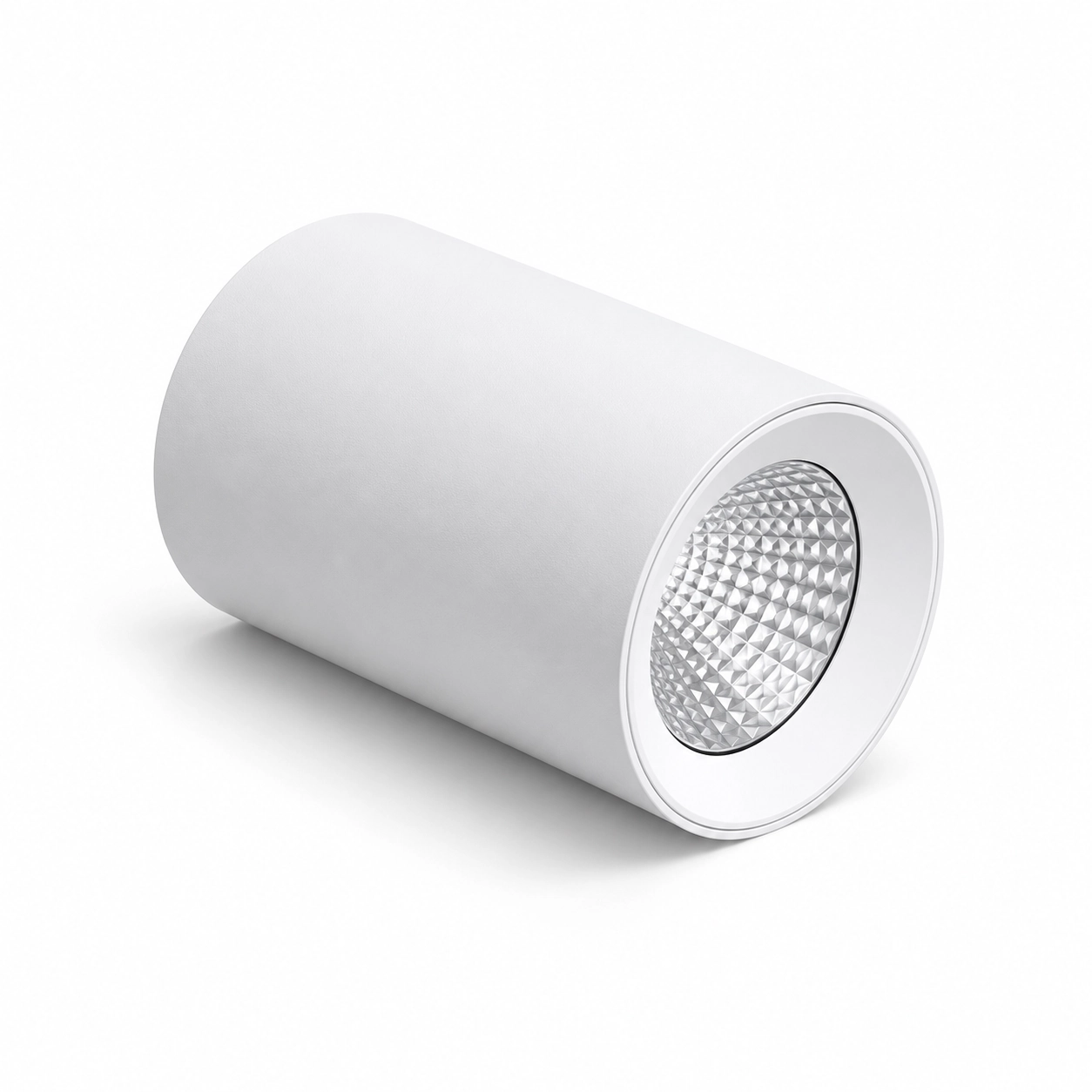 white cylinder surface downlight silver optic